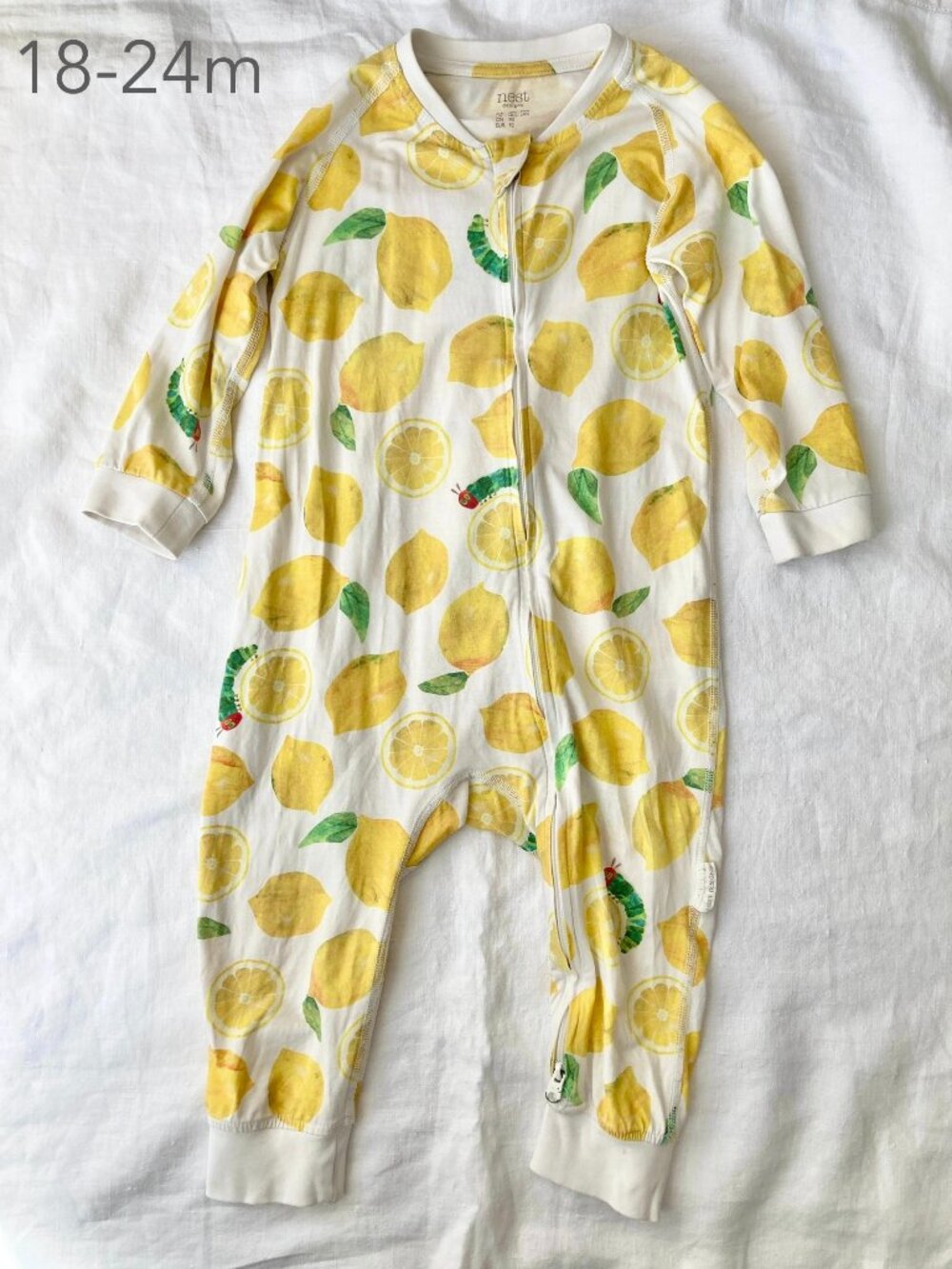 💙2/$25 Nest Designs 18-24 Months Toddler Lemon Eric Carle Zipper Sleeper Spring